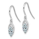 Sterling Silver Rhodium Diamond & Aquamarine Shepherd Hook Earrings-WBC-QE10101AQ