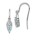 Sterling Silver Rhodium Diamond & Aquamarine Shepherd Hook Earrings-WBC-QE10101AQ