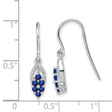 Sterling Silver Rhodium Diamond & Sapphire Shepherd Hook Earrings-WBC-QE10101S