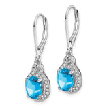 Sterling Silver Rhodium-plated Diamond Blue Topaz Earrings-WBC-QE10141BT