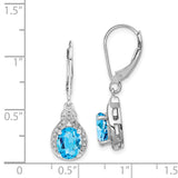 Sterling Silver Rhodium-plated Diamond Blue Topaz Earrings-WBC-QE10141BT