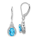 Sterling Silver Rhodium-plated Diamond Blue Topaz Earrings-WBC-QE10141BT