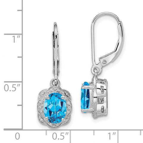 Sterling Silver Rhodium-plated Diamond Blue Topaz Earrings-WBC-QE10151BT