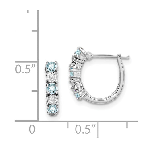 Sterling Silver Rhodium-plated Aquamarine & Diamond Earrings-WBC-QE10209AQ
