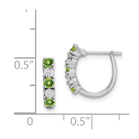 Sterling Silver Rhodium-plated Peridot Diamond Earrings-WBC-QE10209PE