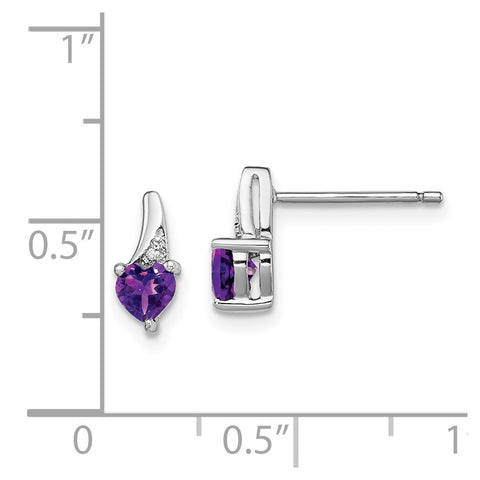 Sterling Silver Rhodium-plated Amethyst Diamond Earrings-WBC-QE10217AM