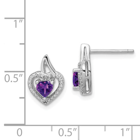 Sterling Silver Rhodium-plated Amethyst Diamond Earrings-WBC-QE10229AM