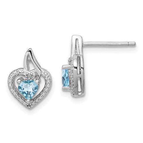 Sterling Silver Rhodium-plated Light Swiss Blue Topaz Diamond Earrings-WBC-QE10229BT