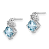 Sterling Silver Rhodium Plated Dia. Lt Swiss Blue Topaz Post Earrings-WBC-QE10296BT