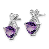 Sterling Silver Rhodium Plated Amethyst White Topaz Post Earrings-WBC-QE10313AM