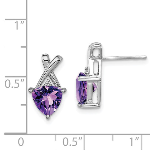 Sterling Silver Rhodium Plated Amethyst White Topaz Post Earrings-WBC-QE10313AM