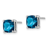 Sterling Silver Rhodium Plated London Blue Topaz Post Earrings-WBC-QE10322BT