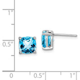Sterling Silver Rhodium Plated London Blue Topaz Post Earrings-WBC-QE10322BT