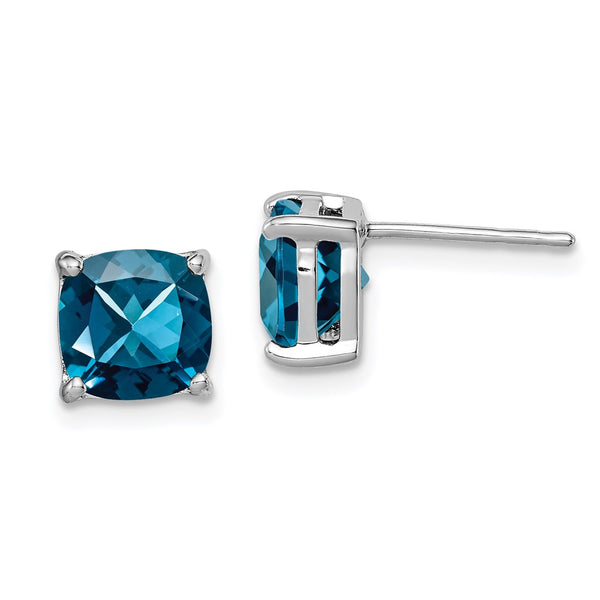 Sterling Silver Rhodium Plated London Blue Topaz Post Earrings-WBC-QE10322BT