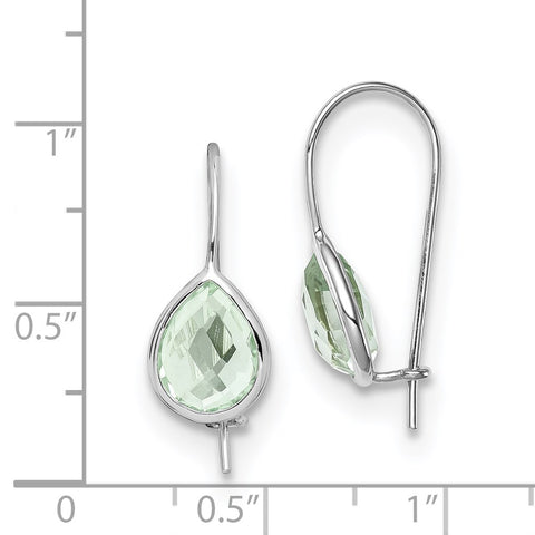 Sterling Silver Rhodium Plated Green Quartz Teardrop Earrings-WBC-QE10332AG