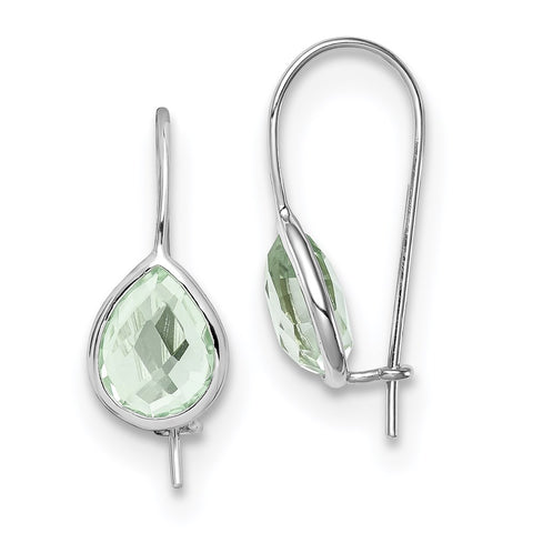 Sterling Silver Rhodium Plated Green Quartz Teardrop Earrings-WBC-QE10332AG