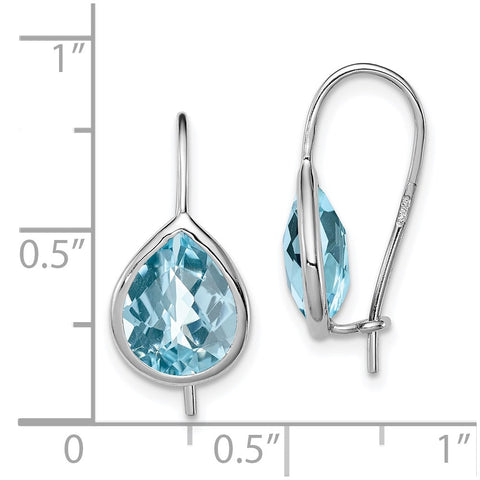 Sterling Silver Rhodium Plated Lt Swiss Blue Topaz Teardrop Earrings-WBC-QE10332BT