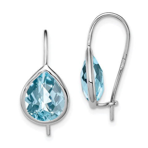 Sterling Silver Rhodium Plated Lt Swiss Blue Topaz Teardrop Earrings-WBC-QE10332BT