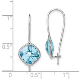 Sterling Silver Rhodium Plated Lt Swiss Blue Topaz Square Earrings-WBC-QE10334BT