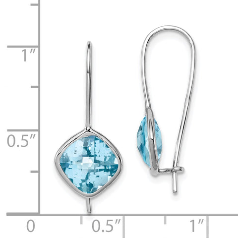 Sterling Silver Rhodium Plated Lt Swiss Blue Topaz Square Earrings-WBC-QE10334BT