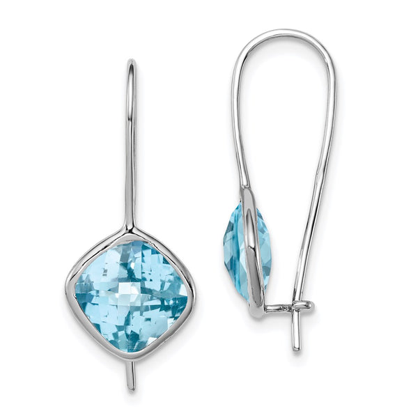 Sterling Silver Rhodium Plated Lt Swiss Blue Topaz Square Earrings-WBC-QE10334BT