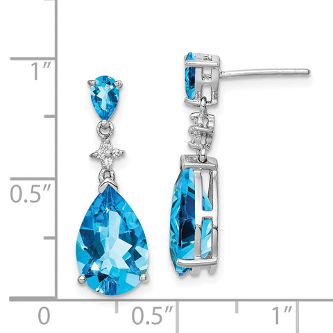 Sterling Silver Rhodium Plated Lt Swiss Blue & White Topaz Earrings-WBC-QE10342BT