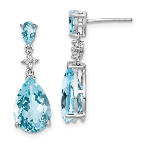 Sterling Silver Rhodium Plated Lt Swiss Blue & White Topaz Earrings-WBC-QE10342BT