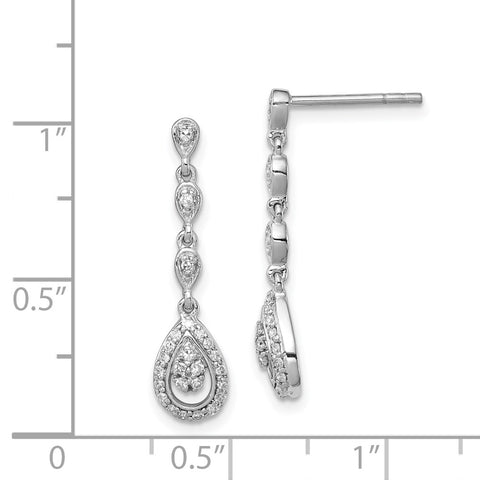Sterling Silver Rhodium & Diam. Teardrop Post Dangle Earrings-WBC-QE10514