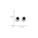 Sterling Silver Rhod Plated Black and White Diamond Circle Post Earrings-WBC-QE10839