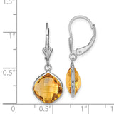 Sterling Silver Rhodium-plated Citrine Dangle Lever Back Earrings-WBC-QE10944CI