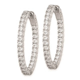 Sterling Silver Rhodium-plated CZ In & Out Oval Hoop Earrings-WBC-QE11061