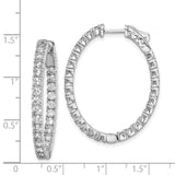 Sterling Silver Rhodium-plated CZ In & Out Oval Hoop Earrings-WBC-QE11061