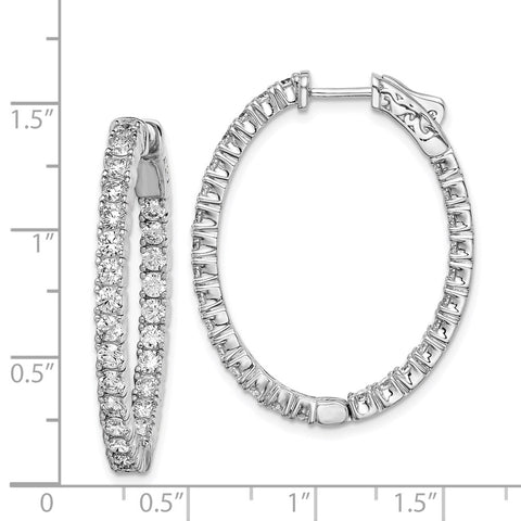 Sterling Silver Rhodium-plated CZ In & Out Oval Hoop Earrings-WBC-QE11061