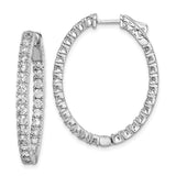 Sterling Silver Rhodium-plated CZ In & Out Oval Hoop Earrings-WBC-QE11061