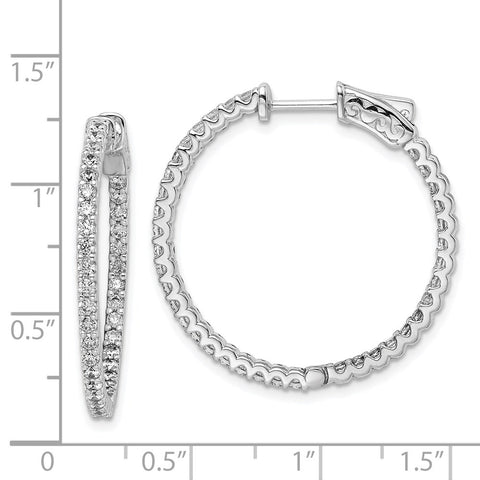 Sterling Silver Rhodium-plated CZ 74 Stone In and Out Hoop Earrings-WBC-QE11063