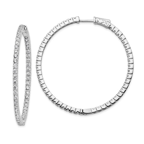 Sterling Silver Rhodium Plated CZ In and Out Hoop Earrings-WBC-QE11066