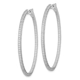 Sterling Silver Rhodium-plated CZ In and Out Hoop Earrings-WBC-QE11071