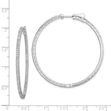 Sterling Silver Rhodium-plated CZ In and Out Hoop Earrings-WBC-QE11071