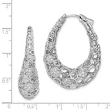 Sterling Silver Rhodium-plated Accent PavÇ CZ Oval Hoop Earrings-WBC-QE11080