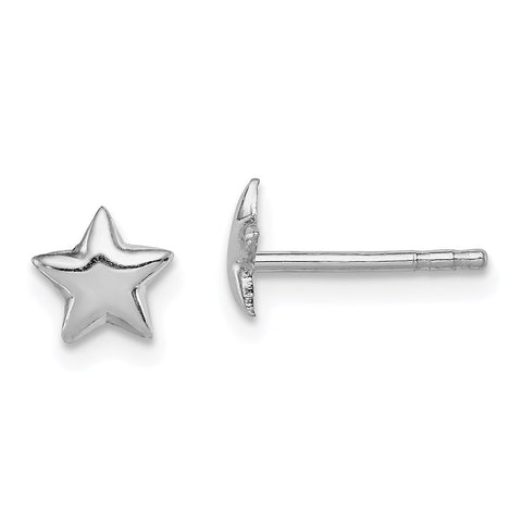 Sterling Silver RH Plated Child's Polished Star Post Earrings-WBC-QE11252