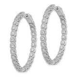Sterling Silver Rhodium Plated CZ In and Out Hoop Earrings-WBC-QE11267