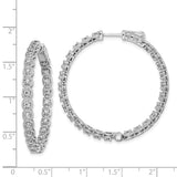 Sterling Silver Rhodium Plated CZ In and Out Hoop Earrings-WBC-QE11267