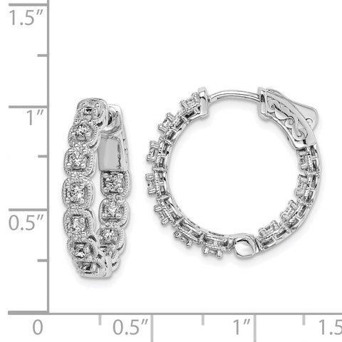 Sterling Silver Rhodium Plated CZ In and Out Hoop Earrings-WBC-QE11268