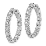 Sterling Silver Rhodium Plated CZ In and Out oval Hoop Earrings-WBC-QE11269