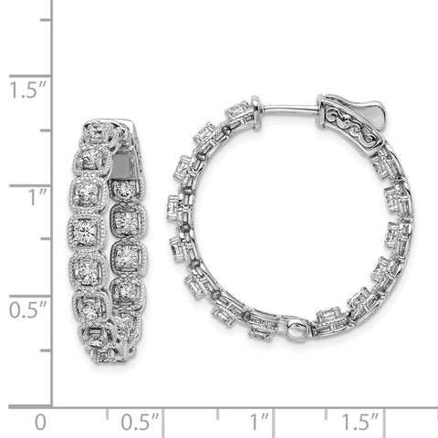 Sterling Silver Rhodium Plated CZ In and Out round Hoop Earrings-WBC-QE11270
