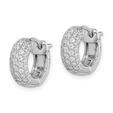 SS Rhodium Plated CZ Small Hinged Hoop Earrings-WBC-QE11273