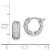 SS Rhodium Plated CZ Small Hinged Hoop Earrings-WBC-QE11273