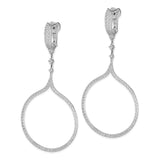 Sterling Silver Rhodium Plated CZ Large Hinged Hoop Dangle Earrings-WBC-QE11300