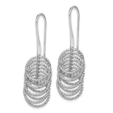 Sterling Silver Rhodium-plated Dangle D/C Circles Dangle Earrings-WBC-QE11439