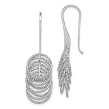 Sterling Silver Rhodium-plated Dangle D/C Circles Dangle Earrings-WBC-QE11439